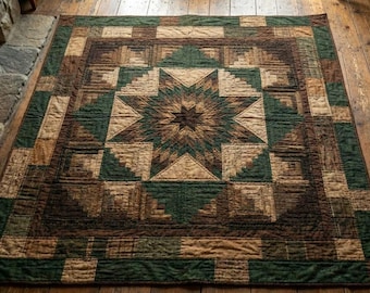 Earth & Timber Medallion Quilt Pattern | Rustic Star Patchwork (Digital Download)