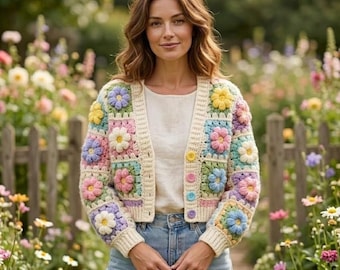 The Ultimate Beginner Flower Granny Square Cardigan PDF Guide