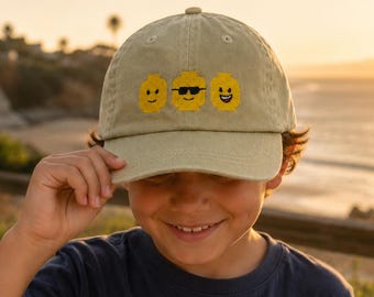 Building Blocks Kids Hat, Personalized Youth Baseball Cap, Custom Name Hat