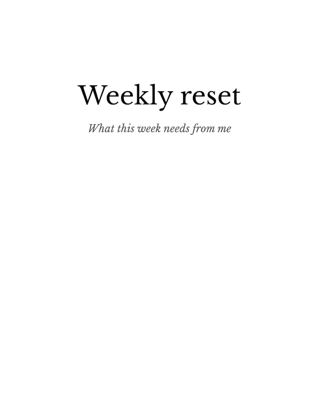 Weekly Reset Planner | Minimal Focus Printable PDF | Digital Download ...