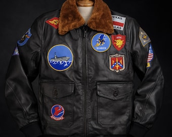 Męska kurtka Tom Gun z brązowej skóry bydlęcej typu Cruise – Flight, Pilot, Bomber, Aviator Mav-erick – kostium cosplay na Halloween – prezent dla niego