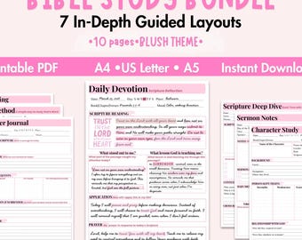 Paquete imprimible para estudio bíblico / SOAP, mapeo de versículos, devocional, notas de sermón, estudio de personajes / (PDF)
