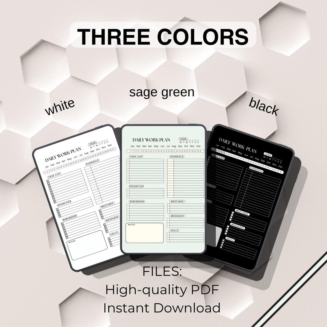 Daily Work Planner Printable & Editable | Minimalist Canva PDF ...