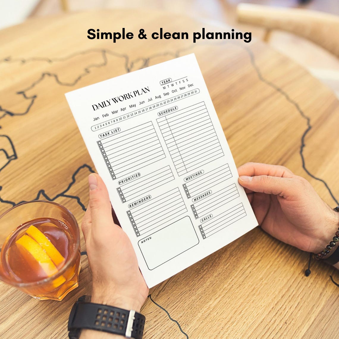 Daily Work Planner Printable & Editable | Minimalist Canva PDF ...