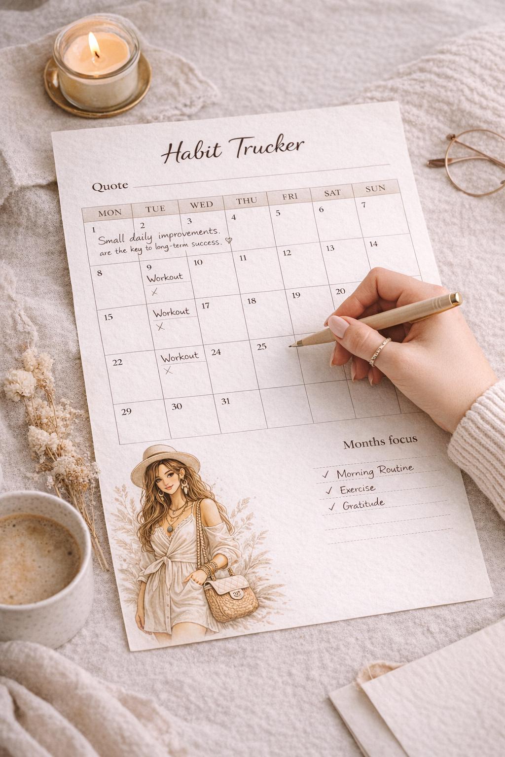 Habit Tracker Printable A4 A5 Bundle | Boho Minimalist Planner ...