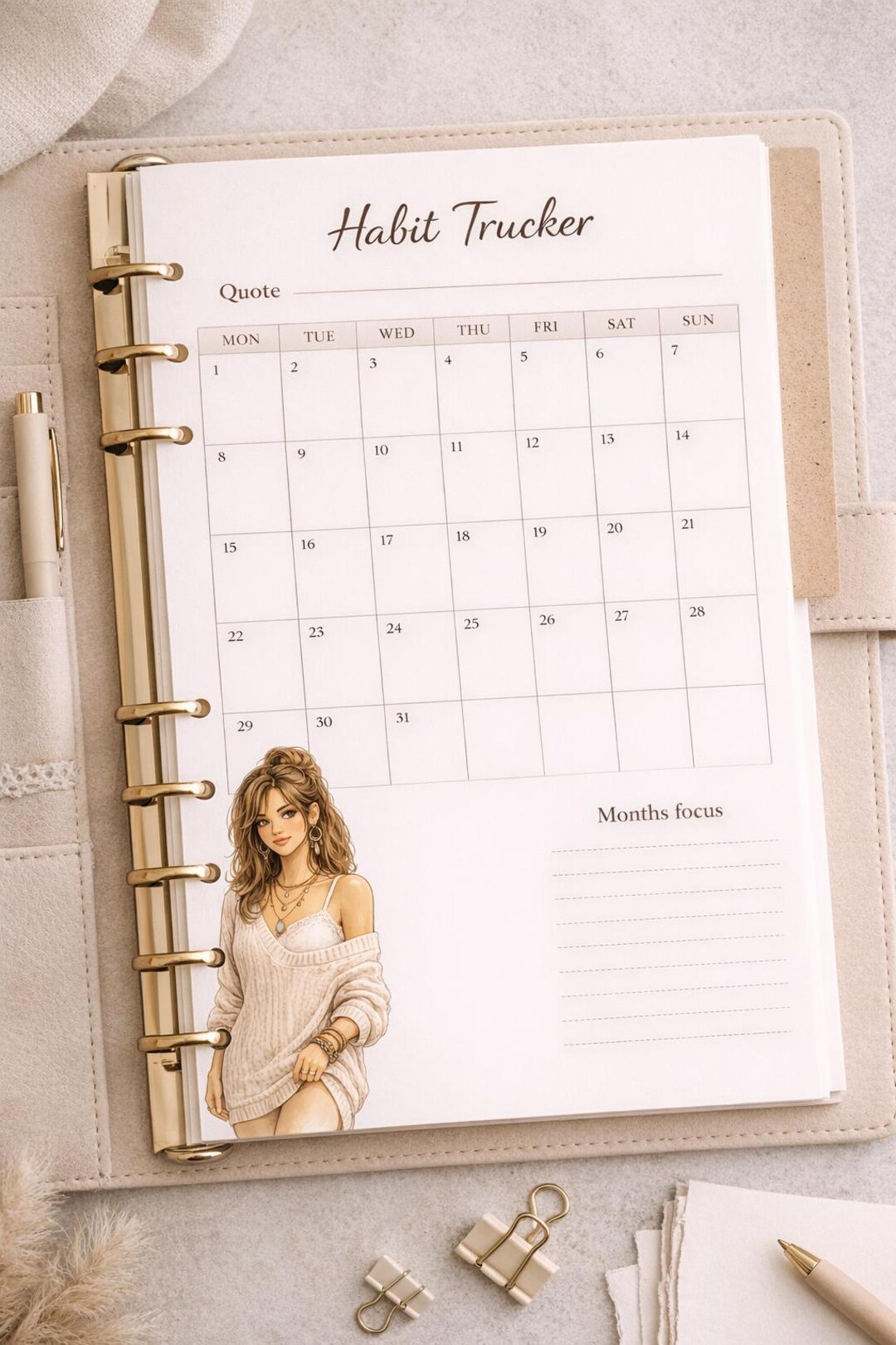 Habit Tracker Printable A4 A5 Set | Boho Monthly Planner | Minimalist ...