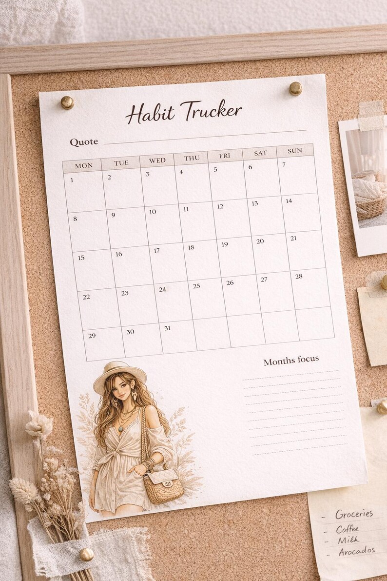Habit Tracker Printable A4 A5 Bundle | Boho Minimalist Planner ...
