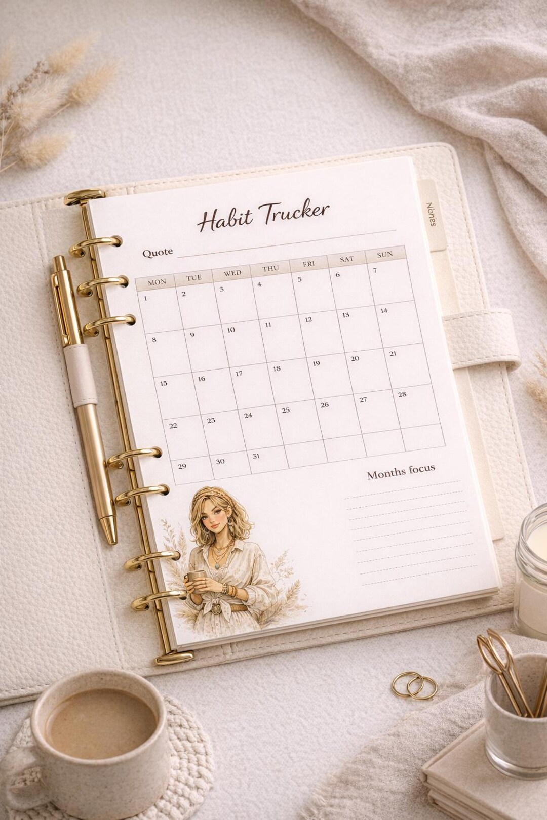 Habit Tracker Printable A4 A5 | Minimalist Boho Planner | Monthly Habit ...