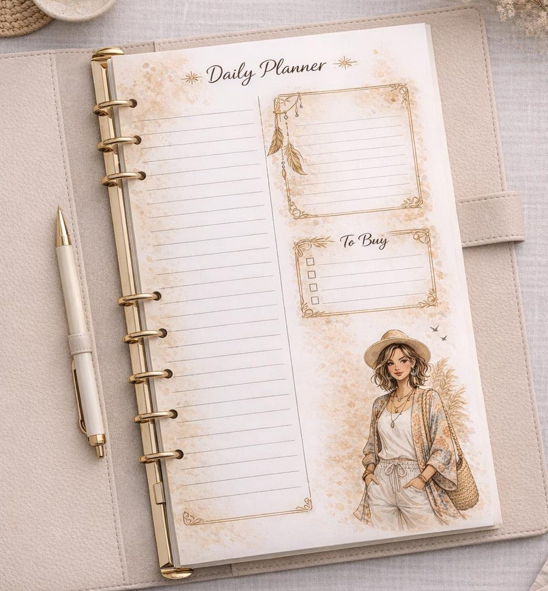 Boho Daily Planner Printable A4 | Minimalist Schedule Page | to Do List ...