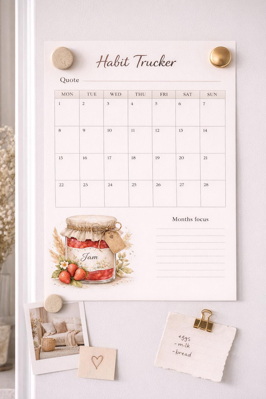 Habit Tracker Printable A4 A5 | Minimalist Boho Planner | Monthly Habit ...