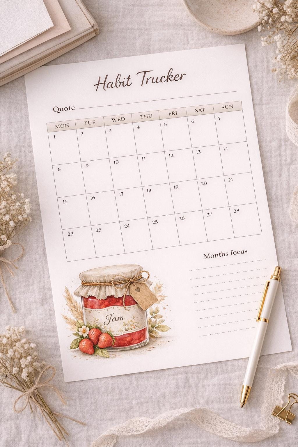 Habit Tracker Printable A4 A5 | Minimalist Boho Planner | Monthly Habit ...