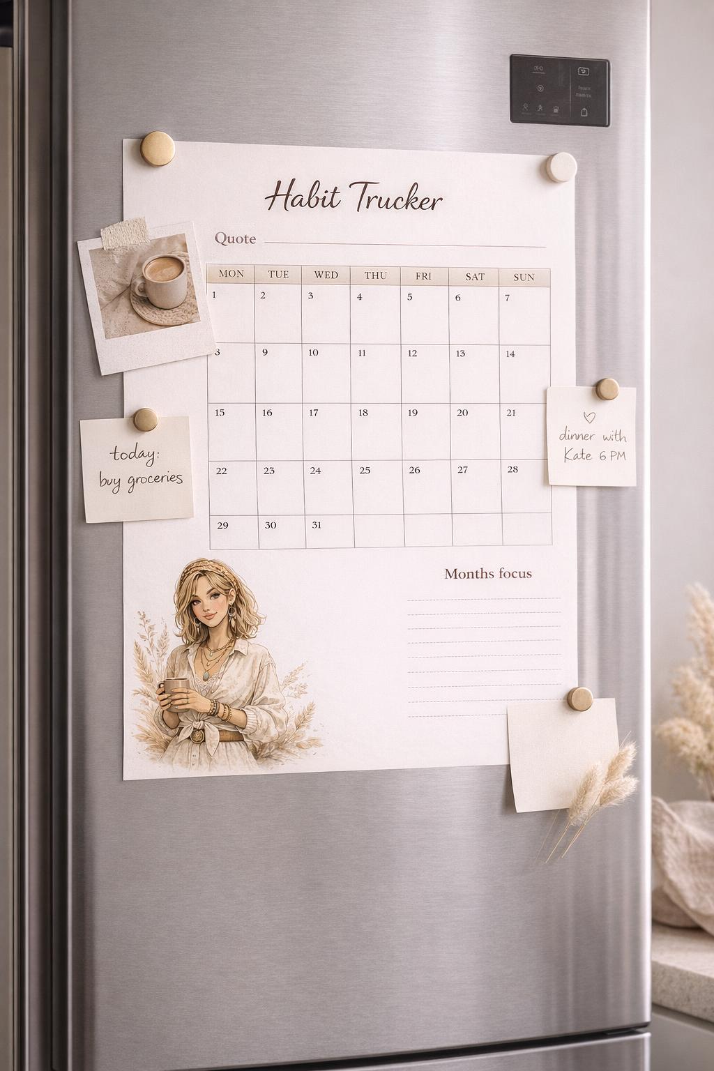 Habit Tracker Printable A4 A5 | Minimalist Boho Planner | Monthly Habit ...
