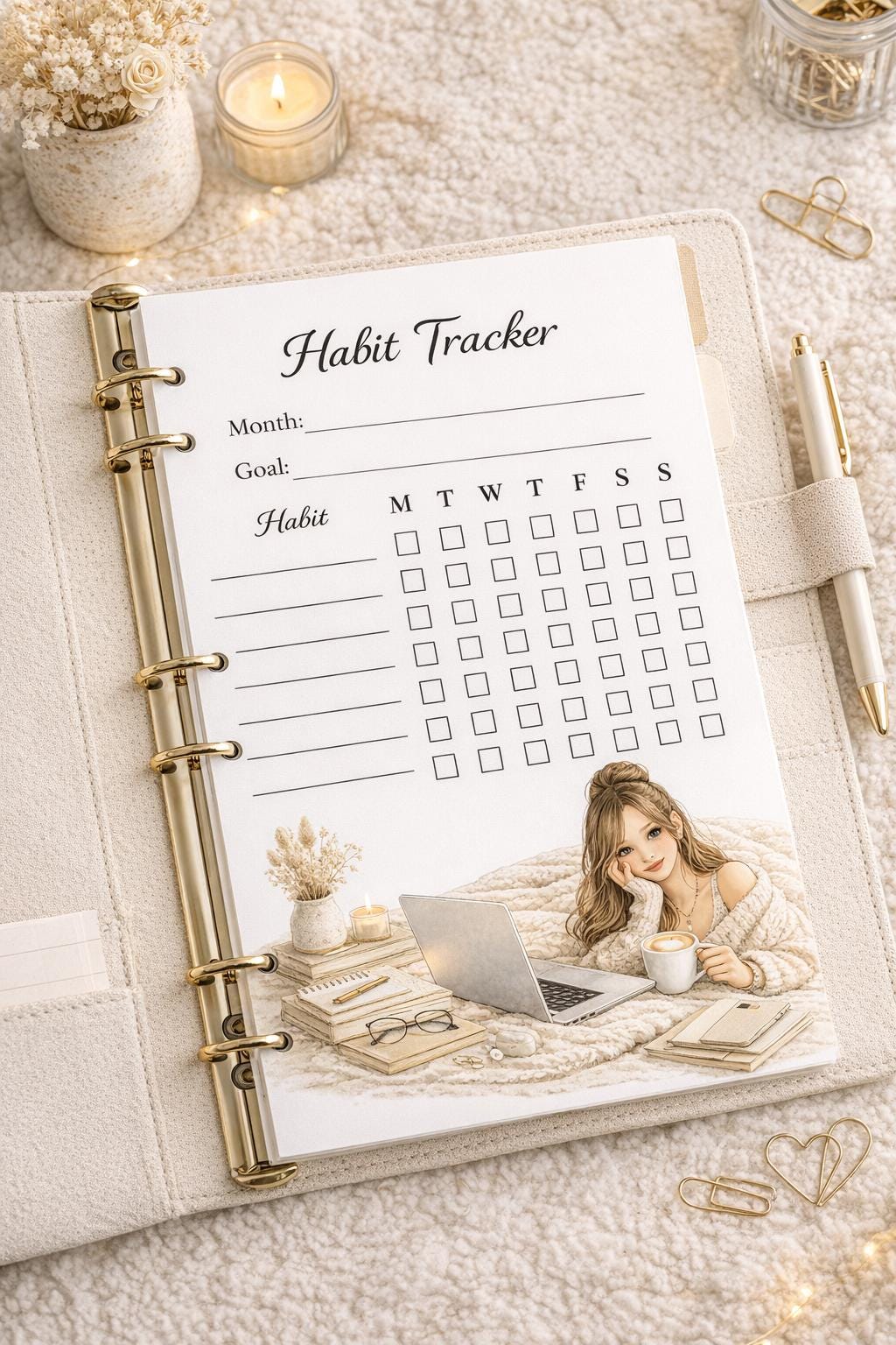 Habit Tracker Printable | Minimalist Monthly Planner | Aesthetic Habit ...