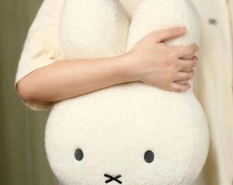 Miffy Bunny Plush Pillow Kawaii Nursery Decor, Anime Plush Toy White