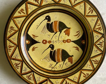 Vintage Mexican Tonala Hand Painted Ceramic Folk Art Plate
