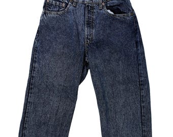 Calça jeans vintage Levi's 550, fabricada nos EUA, com modelagem afunilada | Lavagem ácida rara dos anos 90 | 32x34