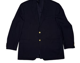 Vintage Lauren Ralph Lauren 100% Wool Navy Sport Coat | Men's 44L Made in Canada
