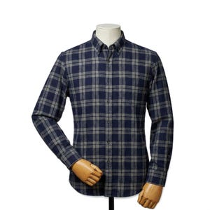 Ralph Lauren Blaire 100% Cotton Plaid Shirt Navy Gray Button Down Men's Size XXL