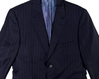 Lagonda Paris Vintage 2002 Wool Pinstripe Blazer Made in France Mens 40R