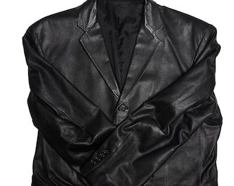 Alfani Men's Genuine Leather Blazer Sport Coat | Black | Size 44R | Positano