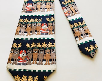 Fun Santa Claus Tie, Reindeer, Football, Christmas Tie, Holiday Tie, Funny, Cool, Fun Christmas Tie, Festive Tie, Men's Christmas Gift