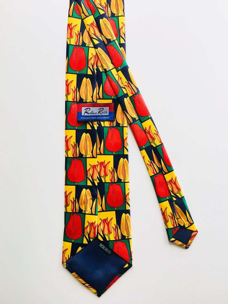 Green Thumb Herbs Flower Tie Amsterdam Floral Tie Netherlands Gardening Tulip Festival Vintage Floral Tulip Tie Gifts for Him