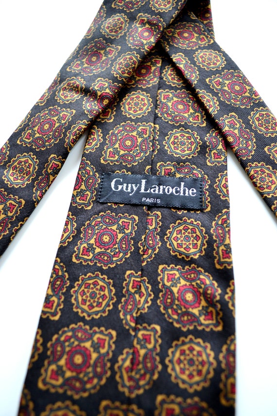 Vintage Guy Laroche Tie, 100% Silk, Black Tie, Pat