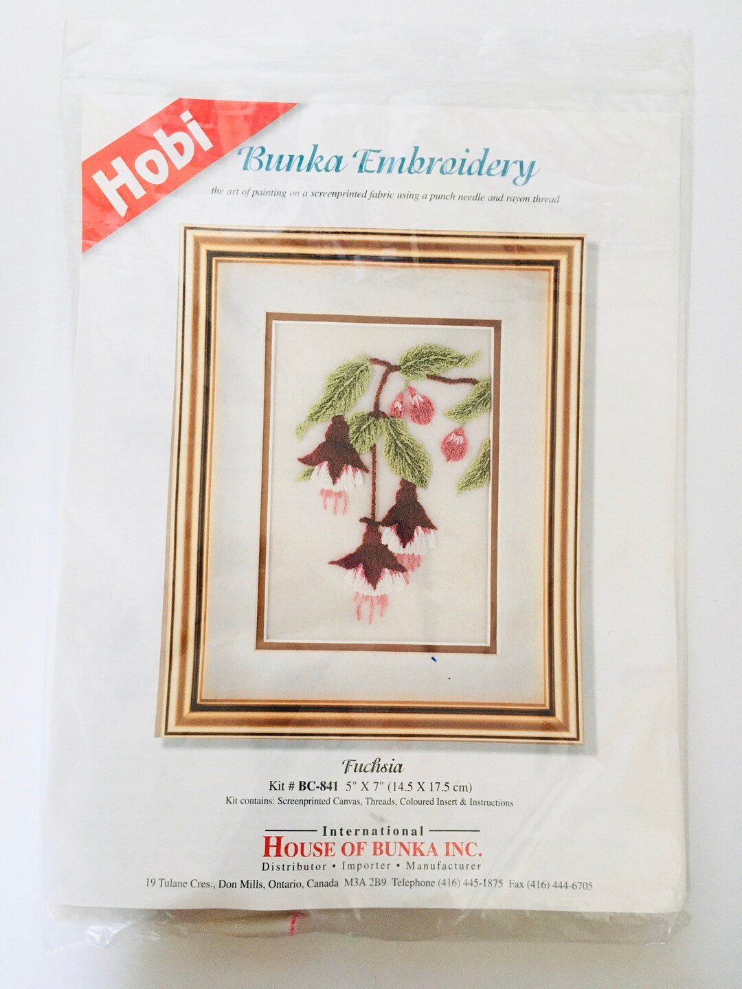 Bunka Embroidery Kit Screenprint Fuchsia Flowers Floral Etsy