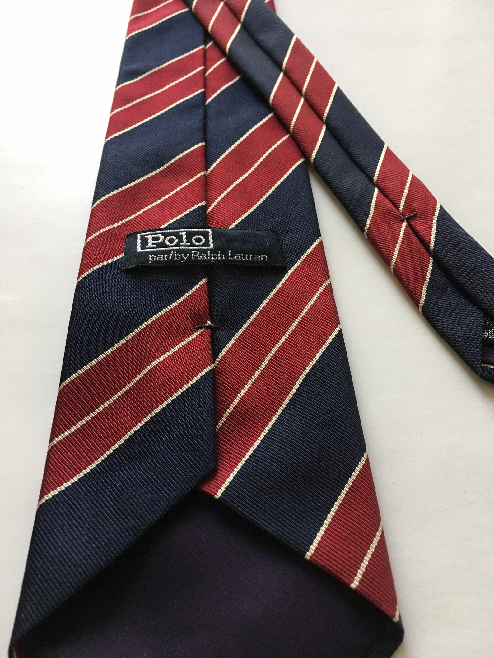 Vintage Polo Ralph Lauren Tie 100% Silk Striped Navy Blue | Etsy