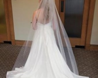 Ivory long cathedral veil (80inches) Ivory wedding veil cathedral length V203C – Tulip Bridal main image 2