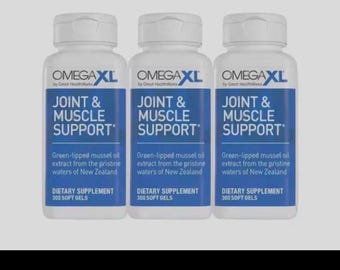 OmegaXL Joint & Muscle Support, Green Lipped Mussel Oil, 300 Soft Gels (3 Pack)