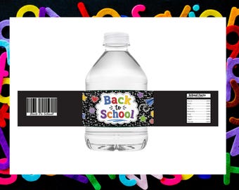 Back to School Water Bottle Labels Printable, School Party Water Labels, Classroom Drink Labels, Instant Download PDF
