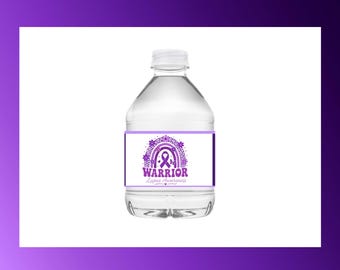 Lupus Warrior Water Bottle Labels, Purple Ribbon Awareness Party Favor, Printable Lupus Awareness Drink Wrap