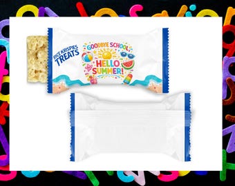 Goodbye School Hello Summer Cereal Treat Wrapper, Last Day of School Printable Party Favor, End of Year Treat Wrap
