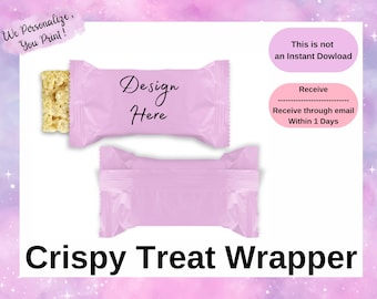 Personalized Crispy Treat Wrapper Printable | Custom Crispy Treat Label Any Event | Birthday Baby Shower School |  Favors Graduation Prom