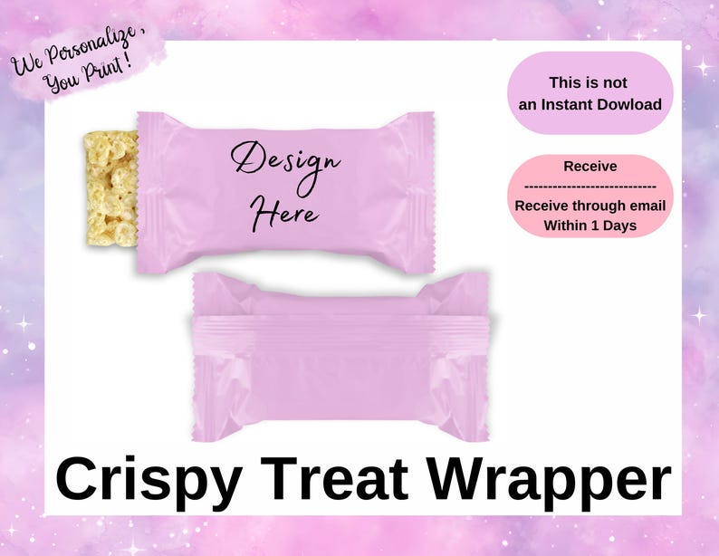 Crunchy Wrapper Personalized Crispy Treat Wrapper Printable | Custom Crispy Treat Label ...