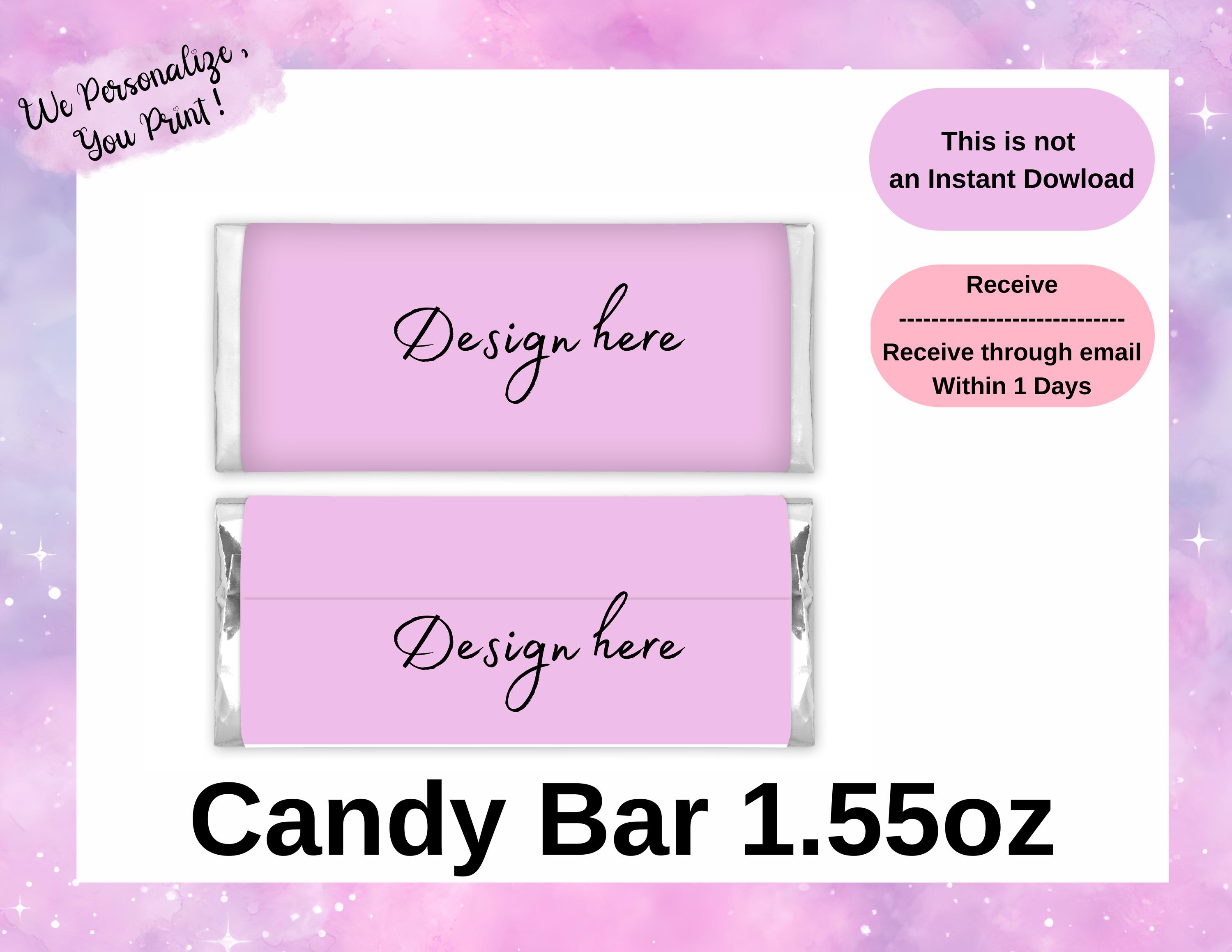 Personalized Candy Bar Wrapper 1.55oz | Custom Party Favor Label Any ...