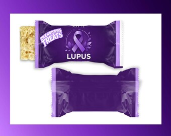 Lupus Awareness Cereal Treat Wrapper, Purple Ribbon Party Favor, May Awareness Month Printable Treat Wrapper
