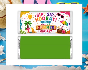 Summer Vacation Chocolate Bar Wrapper, Last Day of School Party Favor, End of School Candy Bar Printable Template
