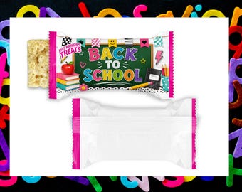 Back to School Rice Krispies Treat Wrapper, First Day of School Party Favor, Classroom Treat Label, Instant Download Printable