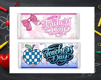 Teacher Candy Bar Wrappers Bundle, Happy Teachers Day Chocolate Bar Wrappers, Printable Teacher Appreciation Favor