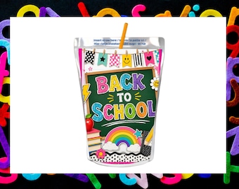Back to School Juice Pouch Labels, First Day of School Drink Label, Classroom Party Favor, Instant Download Printable