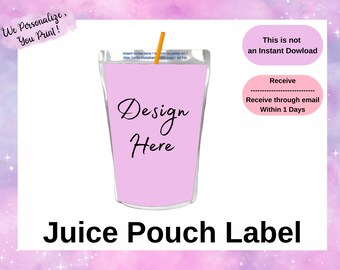 Personalized Juice Pouch Labels Printable | Custom Capri Juice Label Any Event | Birthday Baby Shower School Treats | Not Instant Download