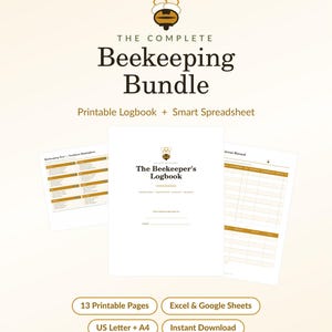 Beekeeping Logbook + Spreadsheet Bundle, Hive Inspection, Treatment Tracker (Digital Download)