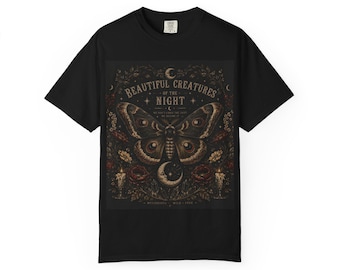 Motten T-Shirt | Vintage Okkulte Illustration, Midnight Garden Graphic Tee