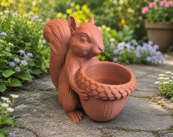 Eichhörnchen Übertopf, Eichelschale, Waldtier Sukkulententopf, Gartendeko