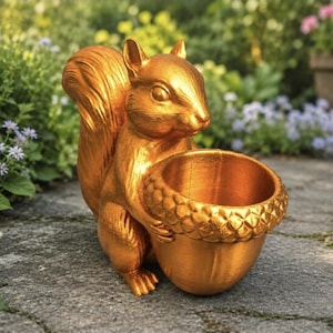 Squirrel Planter, Acorn Bowl, Woodland Animal Succulent Pot, Garden Decor