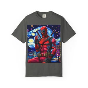 Mercenary Dead Pool Illustration T-shirt | Pop Art Night Sky image 1