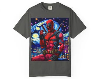 Söldner Dead Pool Illustration T-Shirt | Pop Art Nachthimmel
