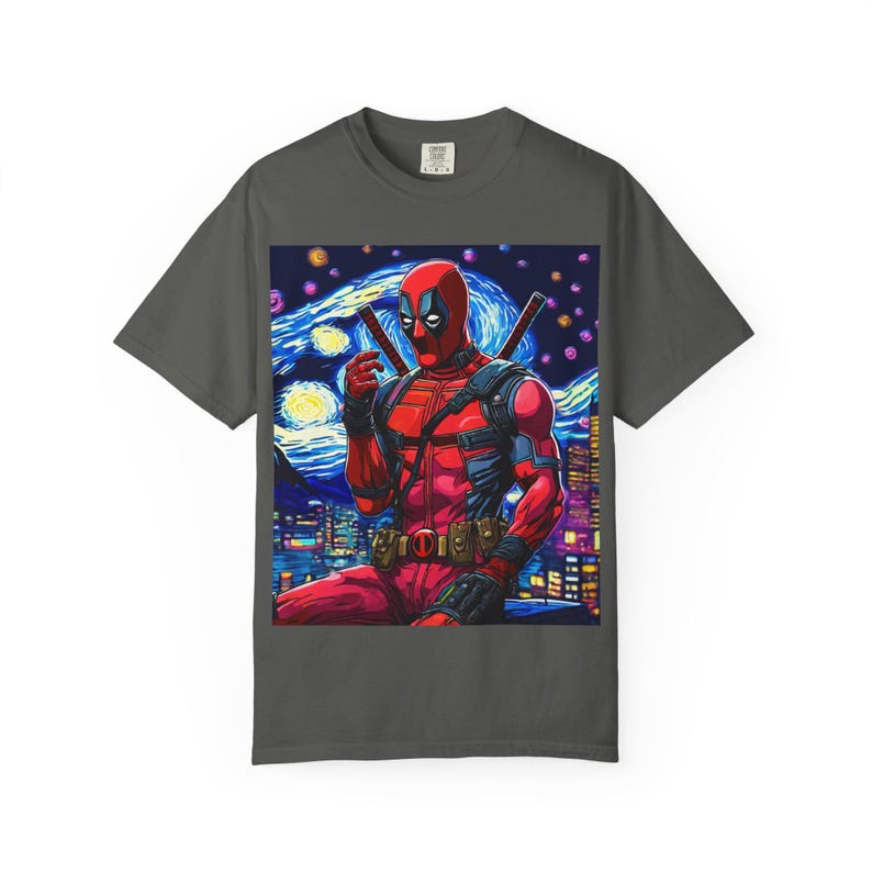 Mercenary Dead Pool Illustration T-shirt | Pop Art Night Sky image 1